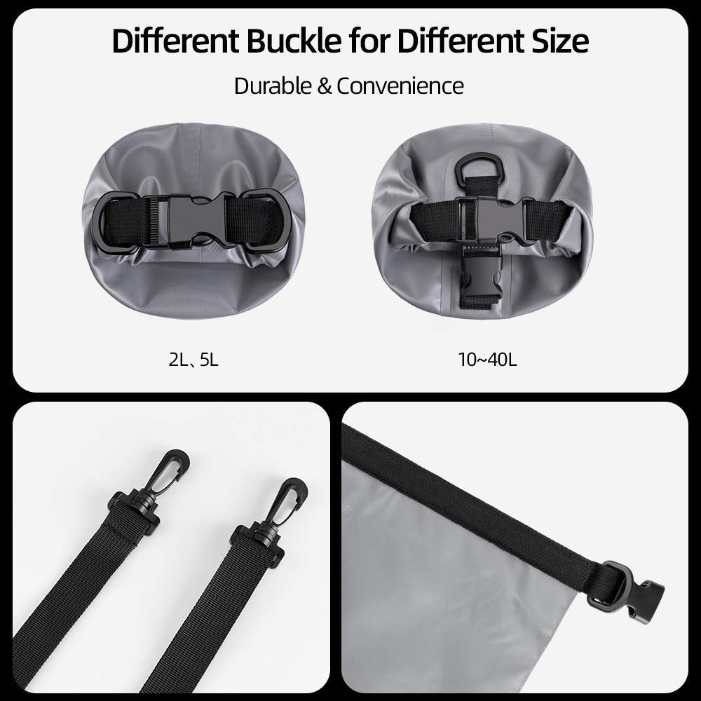 ROCKBROS Łódź Sucha Torba Wodoodporna z Paskami na Ramiona Plecak Kajakarstwo Pływanie Kemping Raftowanie do Sportów Wodnych, Plaży, Żeglarstwo Outdoor 2 L/5 L/10 L/20 L/30 L/40 L