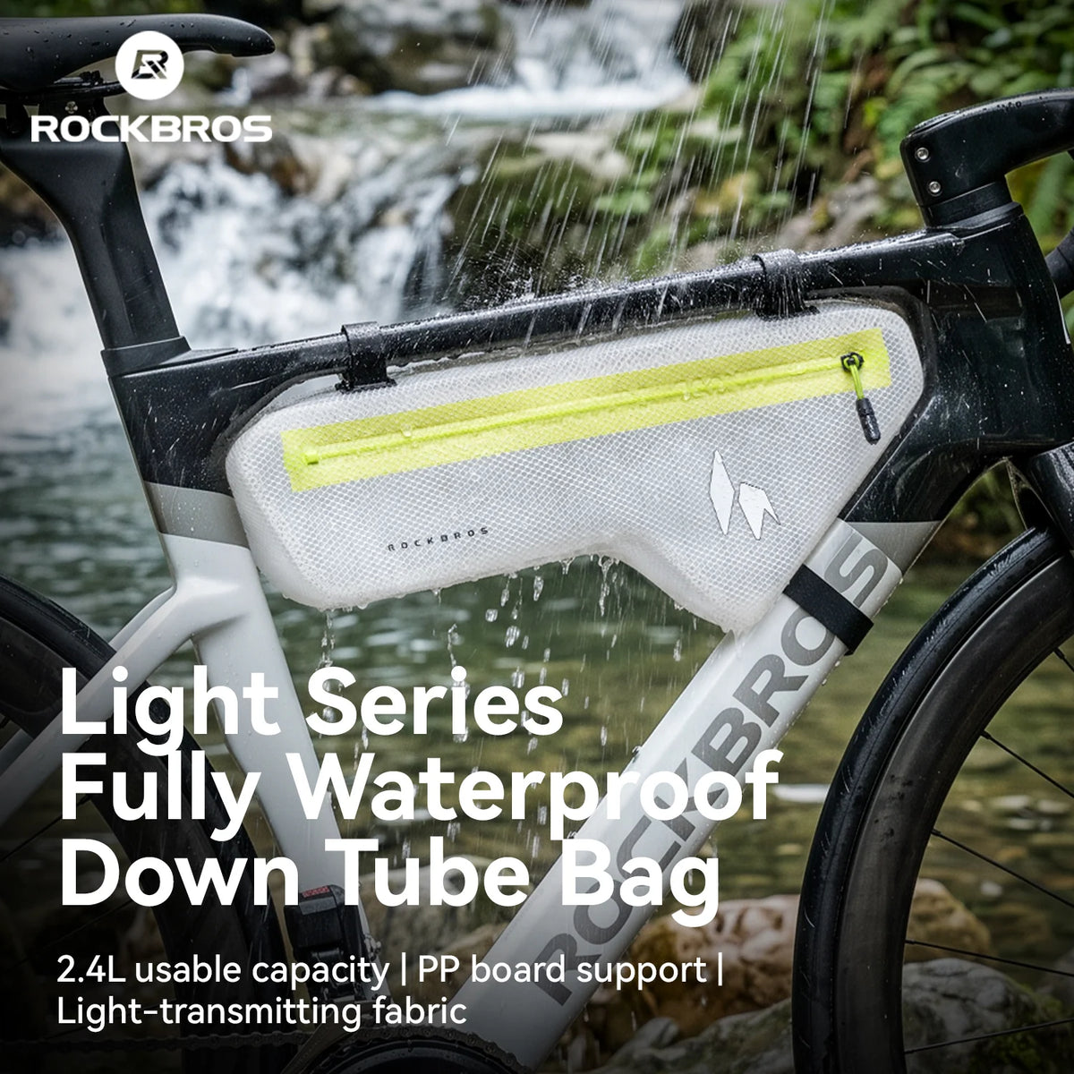 ROCKBROS Wodoodporna Torba Rowerowa pod Ramę 2,4 L z Półprzezroczystą Obudową Torby pod ramę