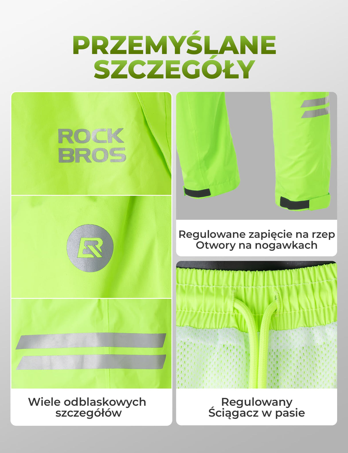 ROCKBROS Fluorescencyjne Zielone Wodoodporne Spodnie-YPK052 Spodnie