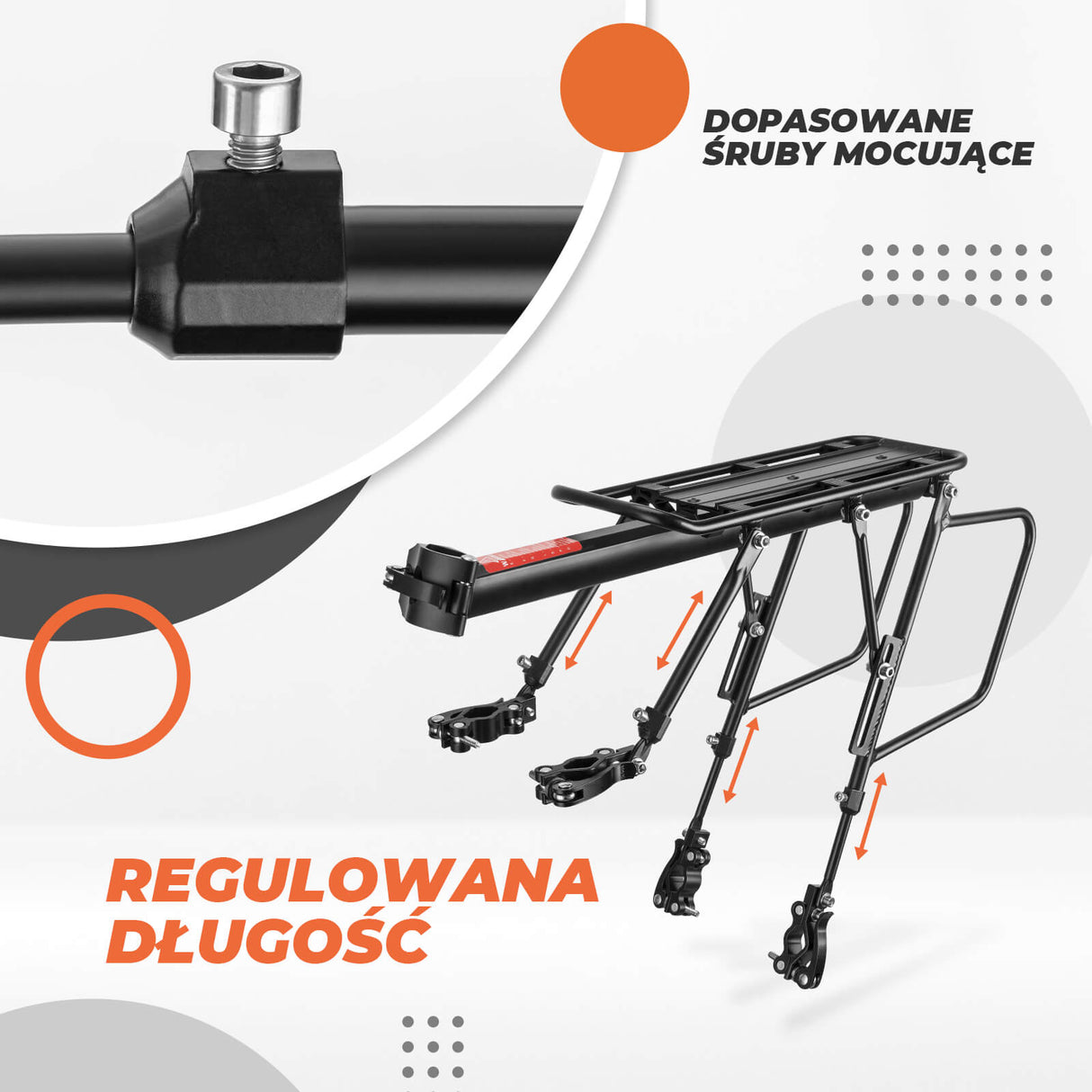 ROCKBROS Bagażnik Rowerowy ze Stopu Aluminium Regulowany na Tylny Wspornik Siodła - CT-601-12B Bagażniki