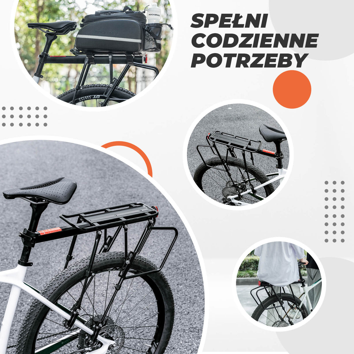 ROCKBROS Bagażnik Rowerowy ze Stopu Aluminium Regulowany na Tylny Wspornik Siodła - CT-601-12B Bagażniki
