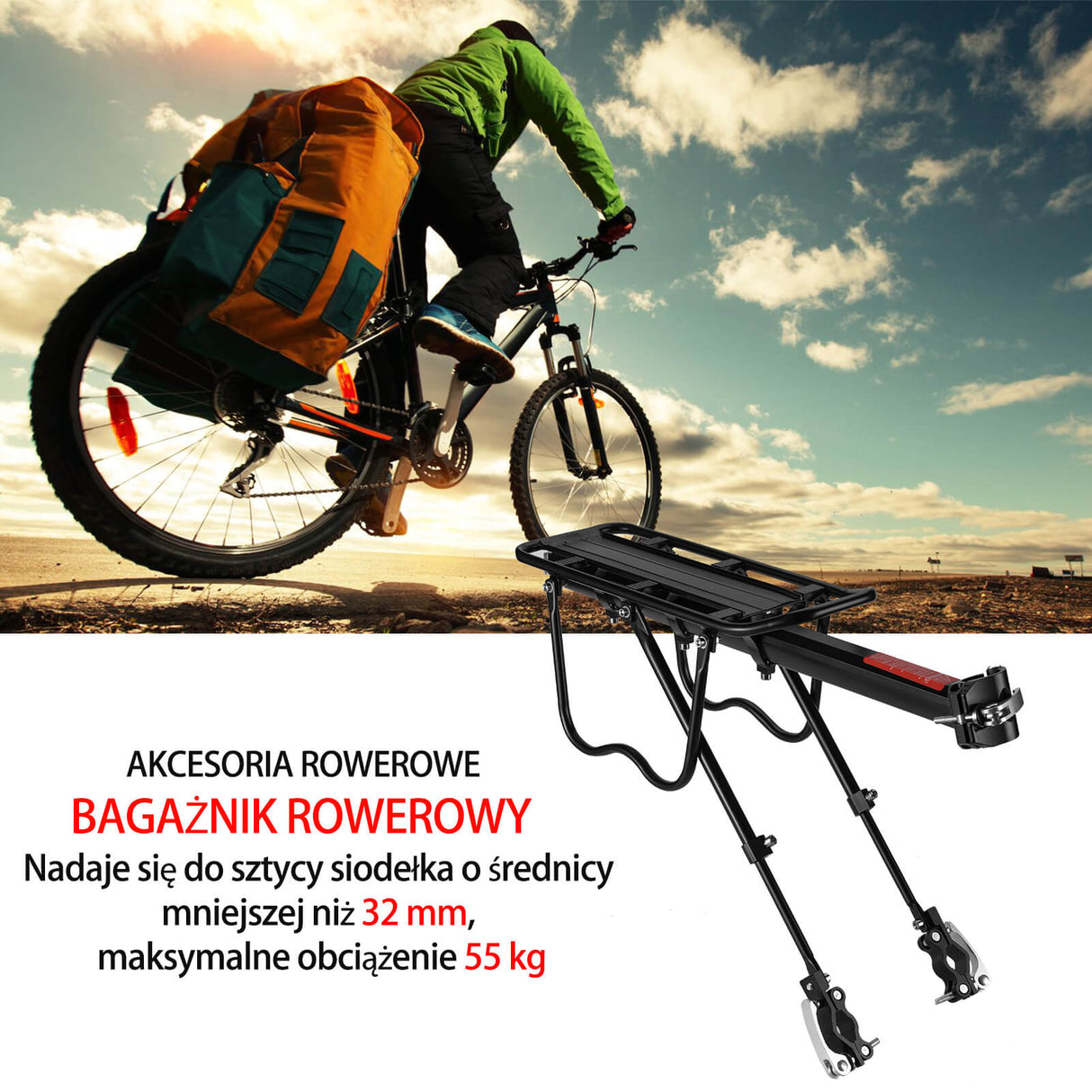 ROCKBROS Bagażnik Tylny Typu Rura Podsiodłowa Szybkozłączka -HJ1009 Bagażniki