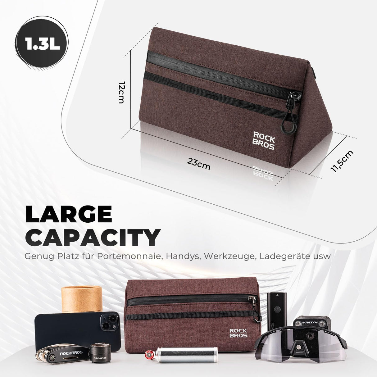 ROCKBROS Torba na Kierownicę Rowerową Odporna na Zużycie 1,3L-W011 Torby na kierownicę