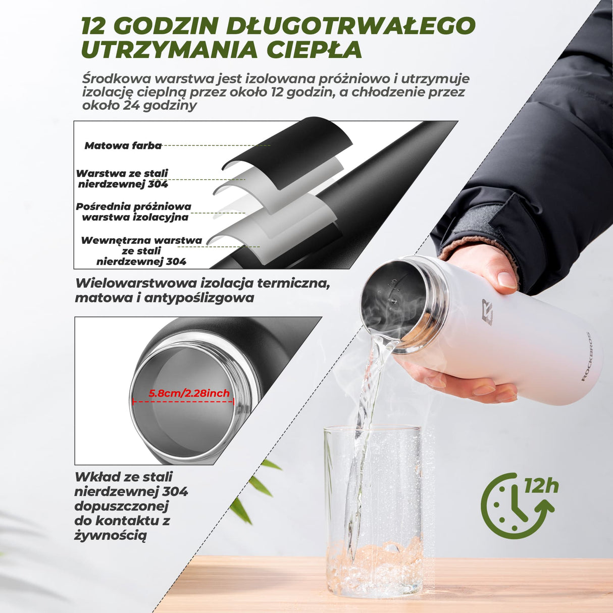 ROCKBROS Kubek Termiczny ze Stali Nierdzewnej o Różnych Pojemnościach Bidony