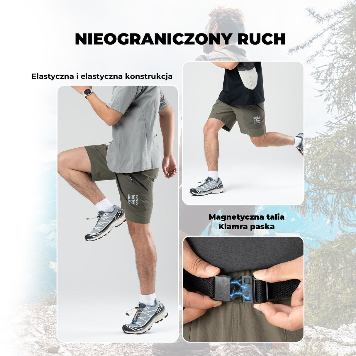 ROCKBROS Męskie Szorty Sportowe Innowacyjny Pasek Magnetyczny-YDDK015 Spodenki