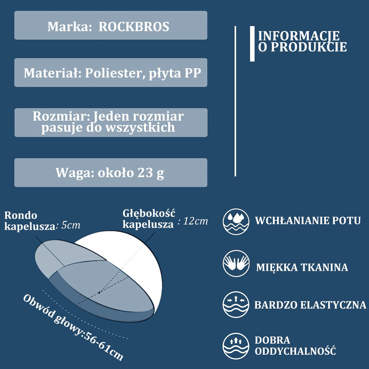 ROCKBROS Czapka Pod Kask do Sportów Outdoorowych Czapki