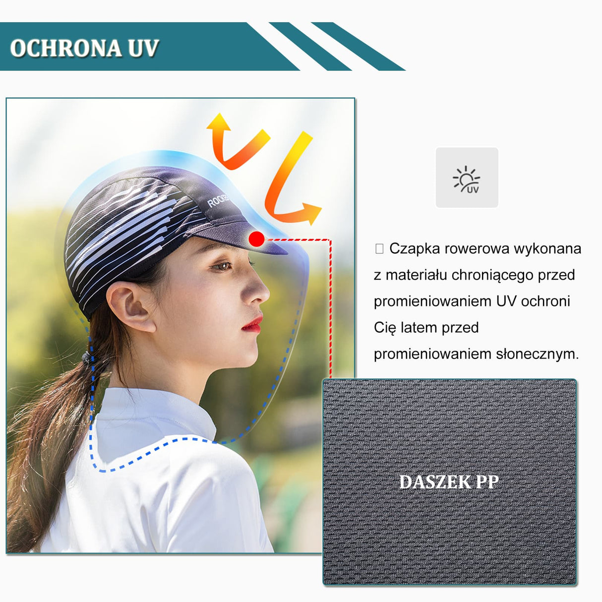 ROCKBROS Czapka Rowerowa Pod Kask Z Ochroną UV i Odprowadzaniem Potu Czapki