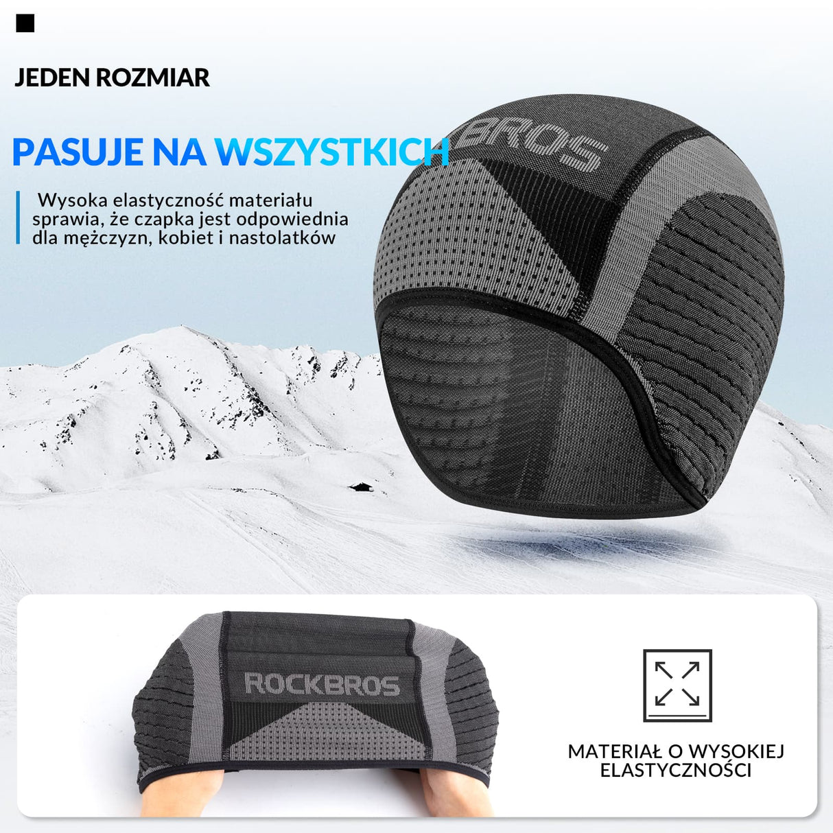 ROCKBROS Czapka Zimowa Rowerowa Nosić Pod Kaskiem -YPP068 Czapki