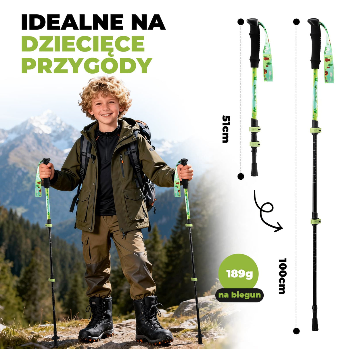 Qunature Dziecięcy Aluminiowy Kij Trekkingowy Lekki, Regulowany i Bezpieczny-BX-005 Qunature-Wędrówki