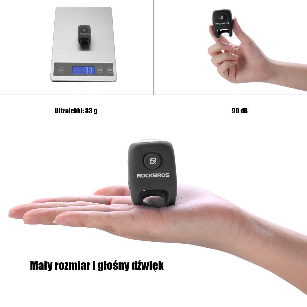 ROCKBROS Dzwonek Rowerowy Elektroniczny 90 Decybeli Dzwonki