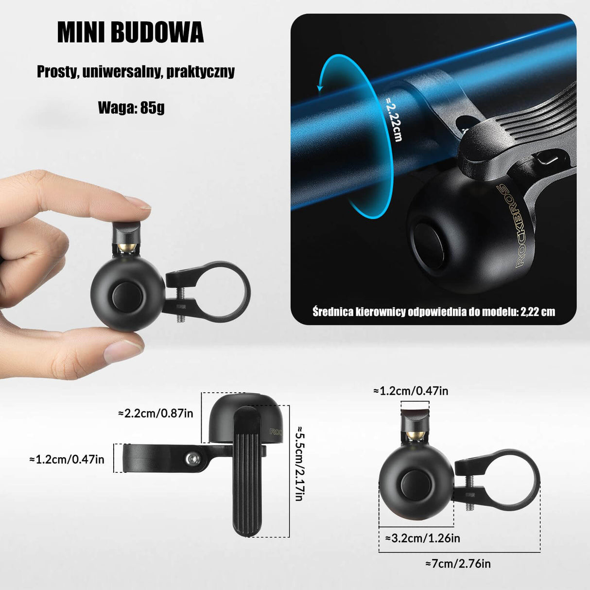 ROCKBROS Dzwonki Miniaturowy Rowerowy ze Stopu Miedzi -2023-1A Dzwonki