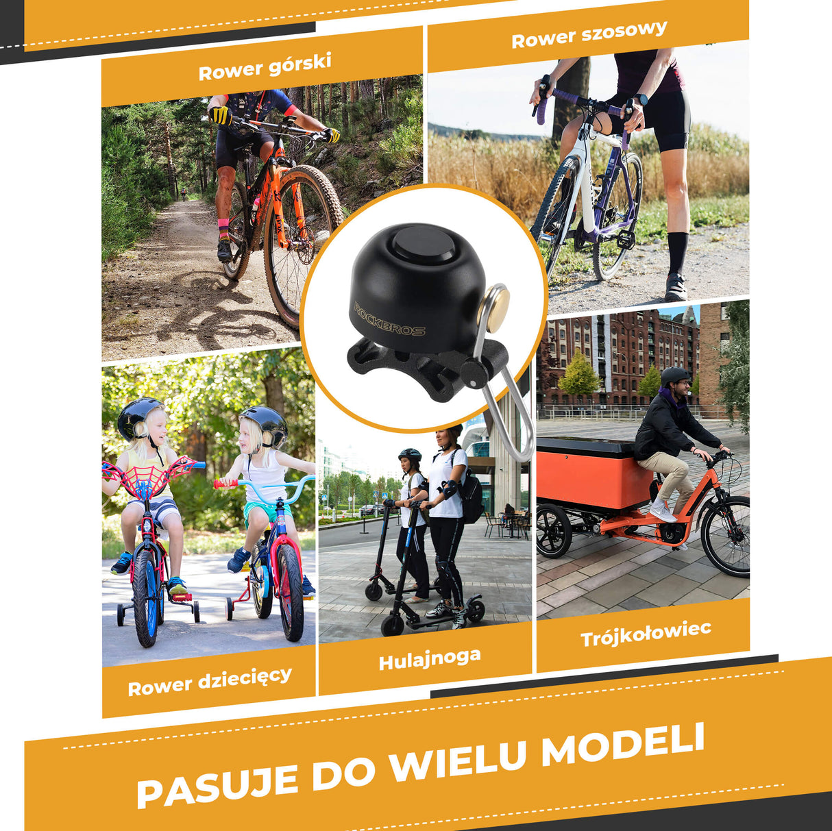 ROCKBROS Dzwonki Rowerowy Pasujący do Kierownic 22-34 mm -2024-1A Dzwonki