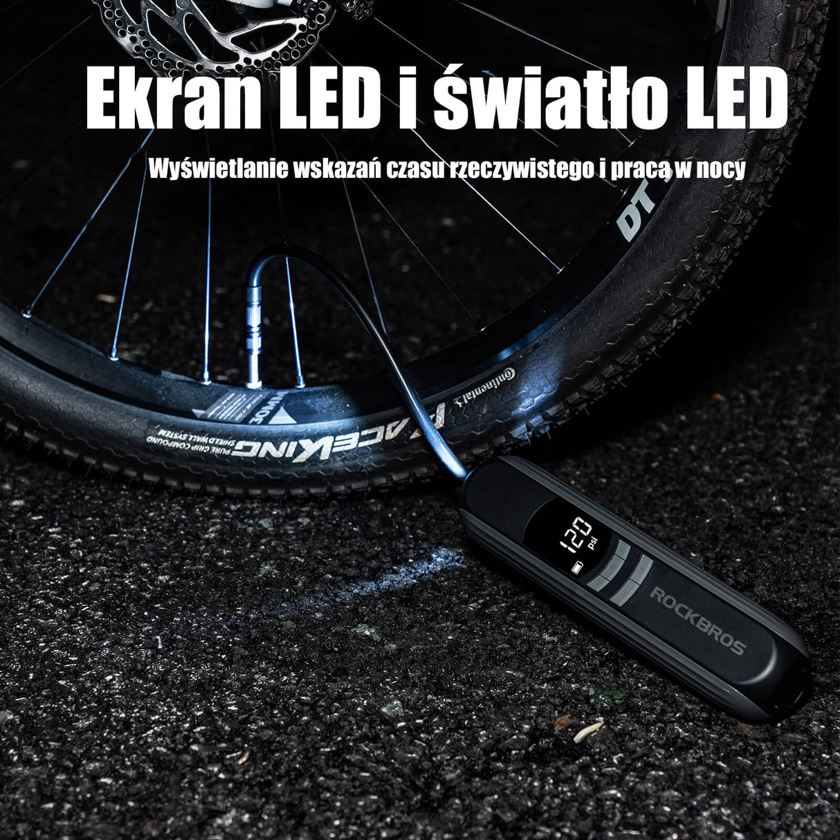 ROCKBROS Elektryczna Pompka Rowerowa Do Ładowania 2600mah, 150psi Kompresor Powietrza Elektryczne pompki