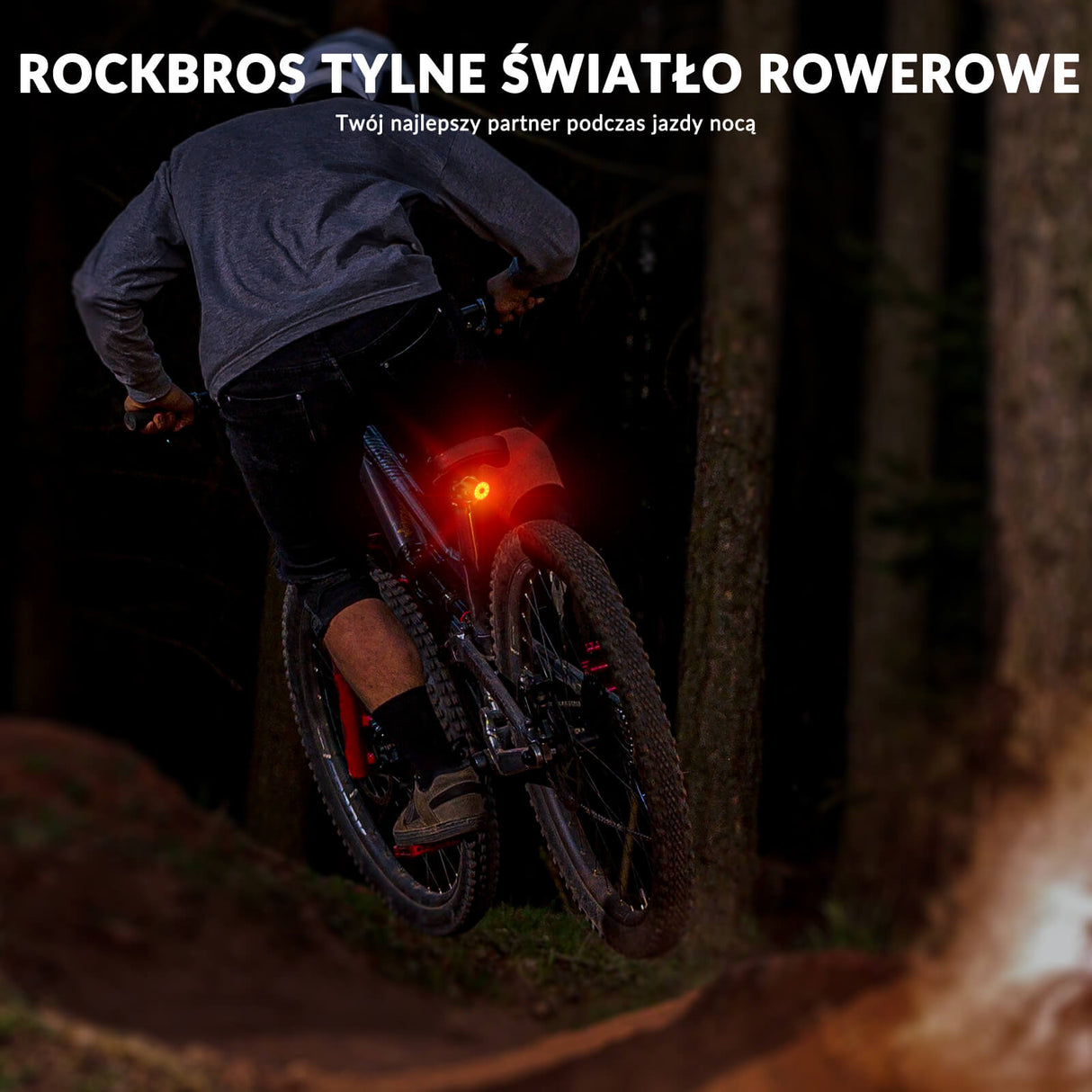ROCKBROS Inteligentne Tylne Światło Rowerowe -WR05 Światła rowerowe