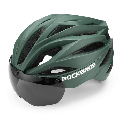 ROCKBROS Kask Rowerowy Dla Dorosłych z Goglami Zmieniającymi Kolor -TT-36 KaskiMorska Zieleń