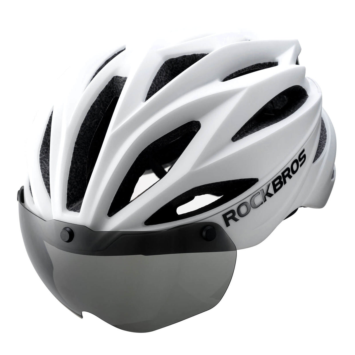 ROCKBROS Kask Rowerowy Dla Dorosłych z Goglami Zmieniającymi Kolor -TT-36 KaskiBiały Regulowany (58-62cm)