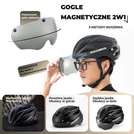 Kask Rowerowy Dla Dorosłych z Goglami Zmieniającymi Kolor -TT-36
