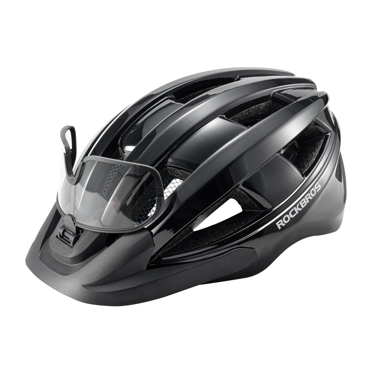 ROCKBROS Kask Rowerowy z Okularami Fotochromowymi i Światłem Tylnym -ZK-013L KaskiCzarny Regulowany(55-61cm)