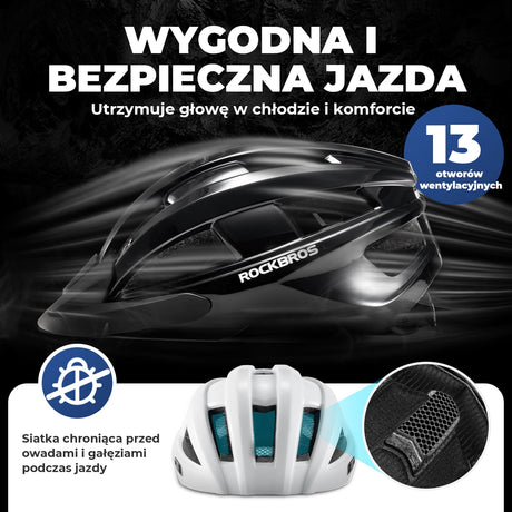ROCKBROS Kask Rowerowy z Okularami Fotochromowymi i Światłem Tylnym -ZK-013L Kaski