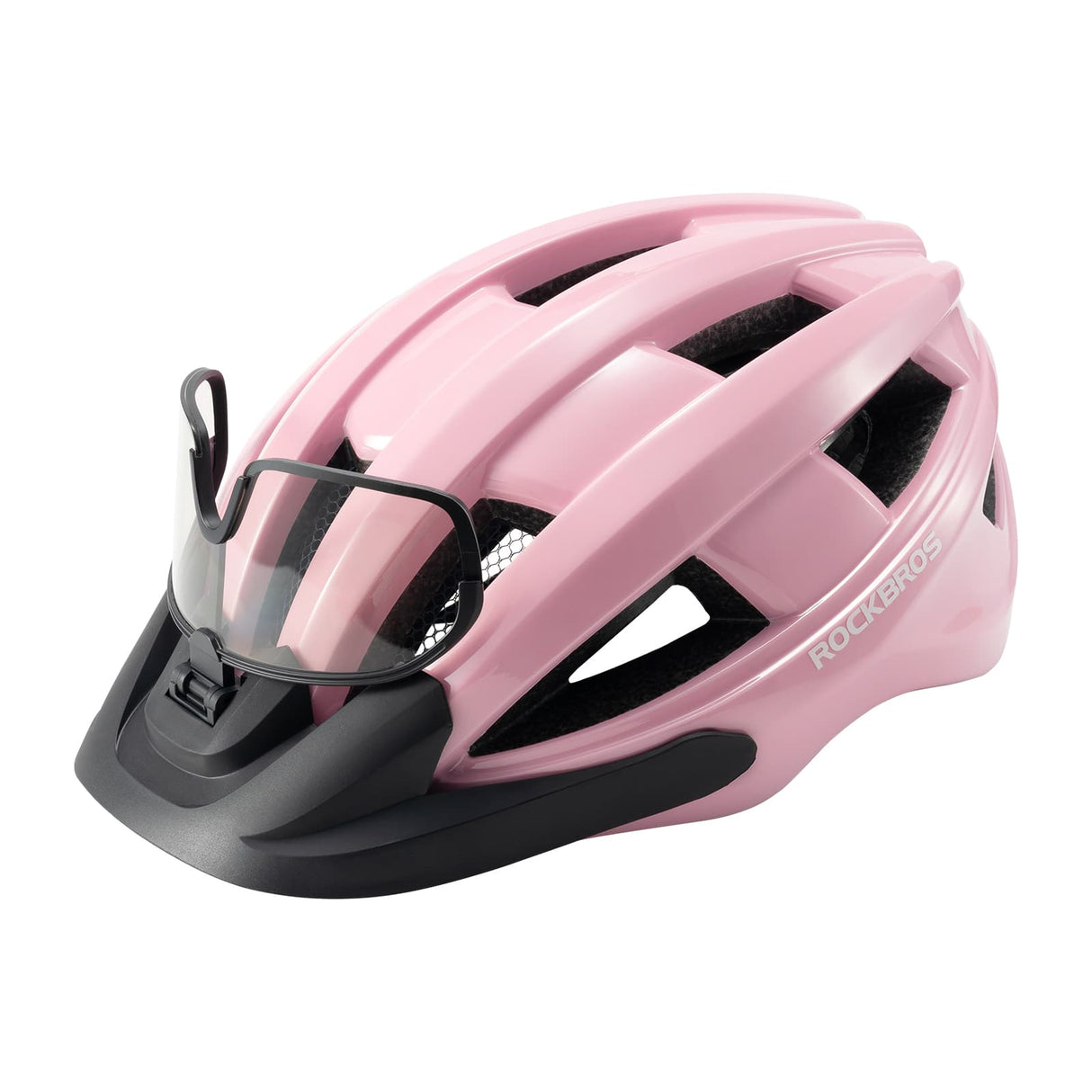 ROCKBROS Kask Rowerowy z Okularami Fotochromowymi i Światłem Tylnym -ZK-013L KaskiRóżowy Regulowany(55-61cm)