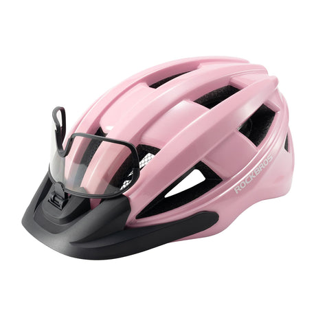 ROCKBROS Kask Rowerowy z Okularami Fotochromowymi i Światłem Tylnym -ZK-013L KaskiRóżowy