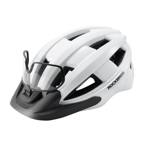 ROCKBROS Kask Rowerowy z Okularami Fotochromowymi i Światłem Tylnym -ZK-013L KaskiBiały