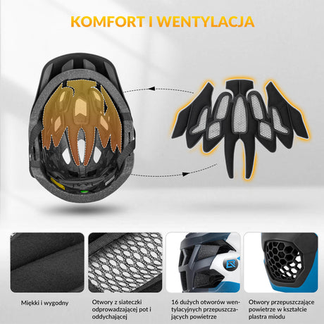 ROCKBROS Kaski Dziecięcy Rowerowy Lekki i Regulowany -TS-61 Kaski