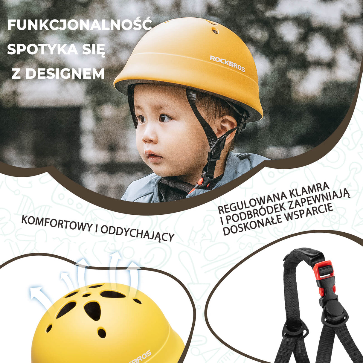 ROCKBROS Kaski Rowerowe dla Dzieci Regulowany Kaski