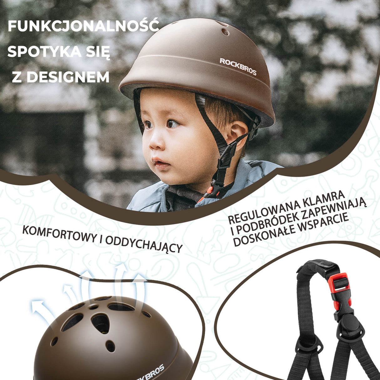 ROCKBROS Kaski Rowerowe dla Dzieci Regulowany Kaski