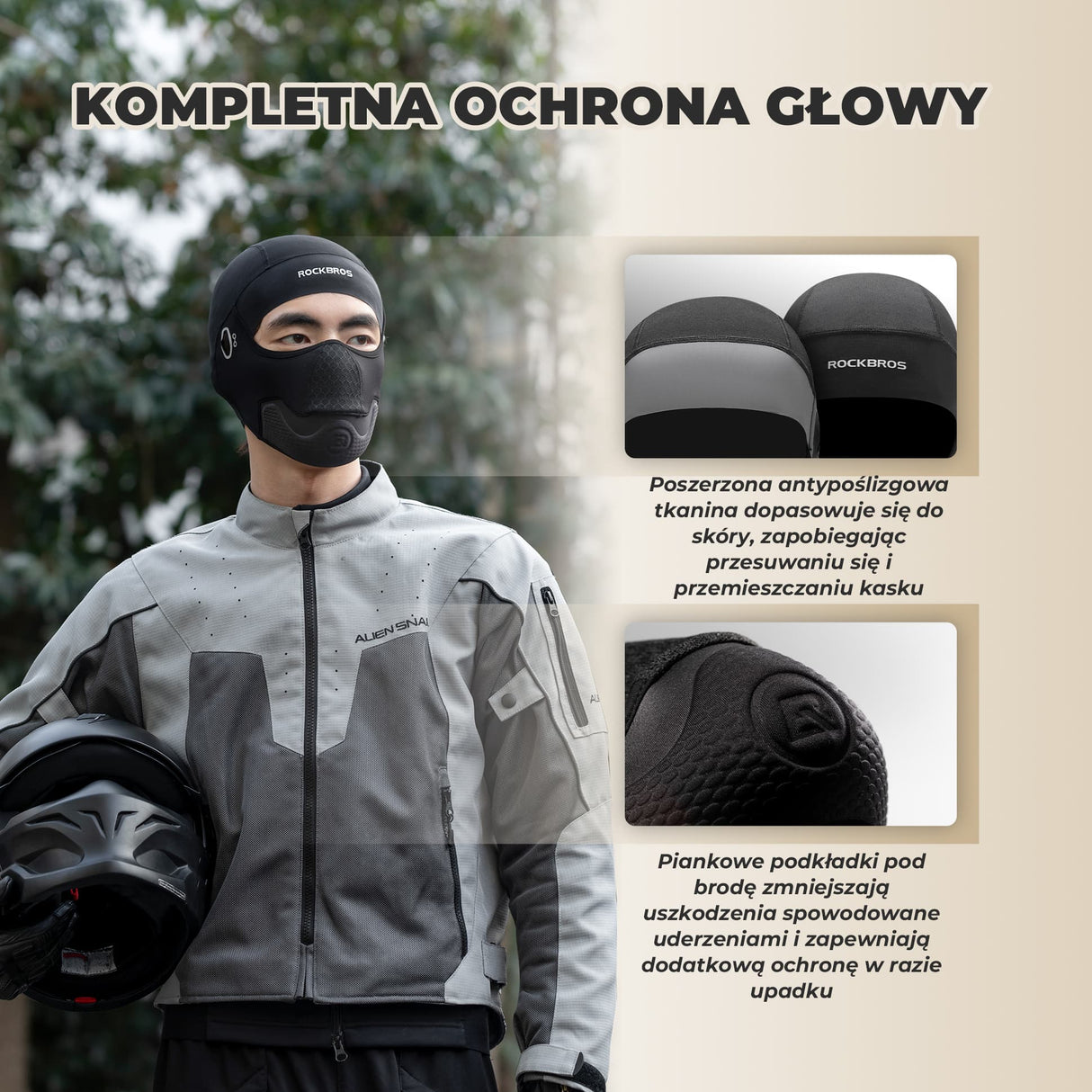 ROCKBROS Kominiarka Rowerowa Ocieplana Ochronna Pełne Zakrycie-LF70676 Kominiarki