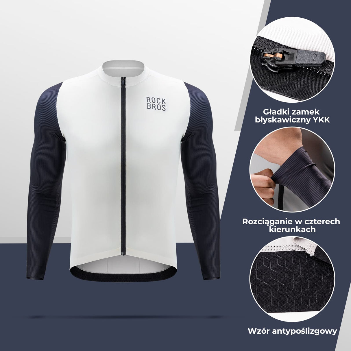 ROCKBROS Koszulki Rowerowe Szosowe Szybkoschnące Cienkie Długie Rękawy Koszulki
