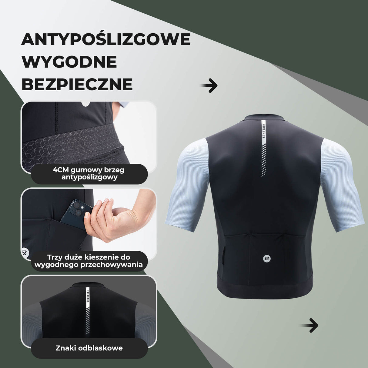 ROCKBROS Koszulki Rowerowa Lato Krótki Rękaw Szybkoschnąca Męska- YDDX002-1 Koszulki