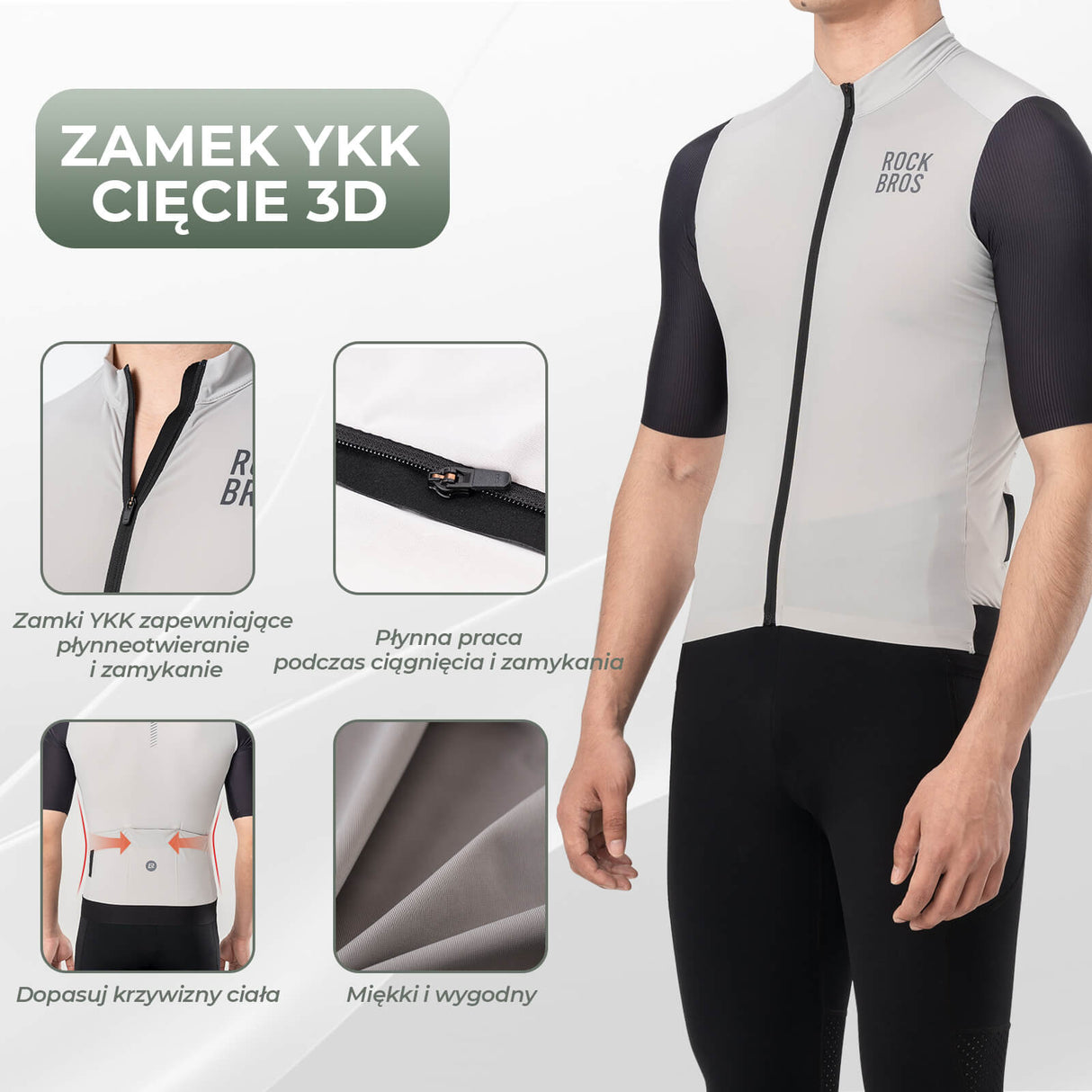 ROCKBROS Koszulki Rowerowa Lato Krótki Rękaw Szybkoschnąca Męska- YDDX002-1 Koszulki