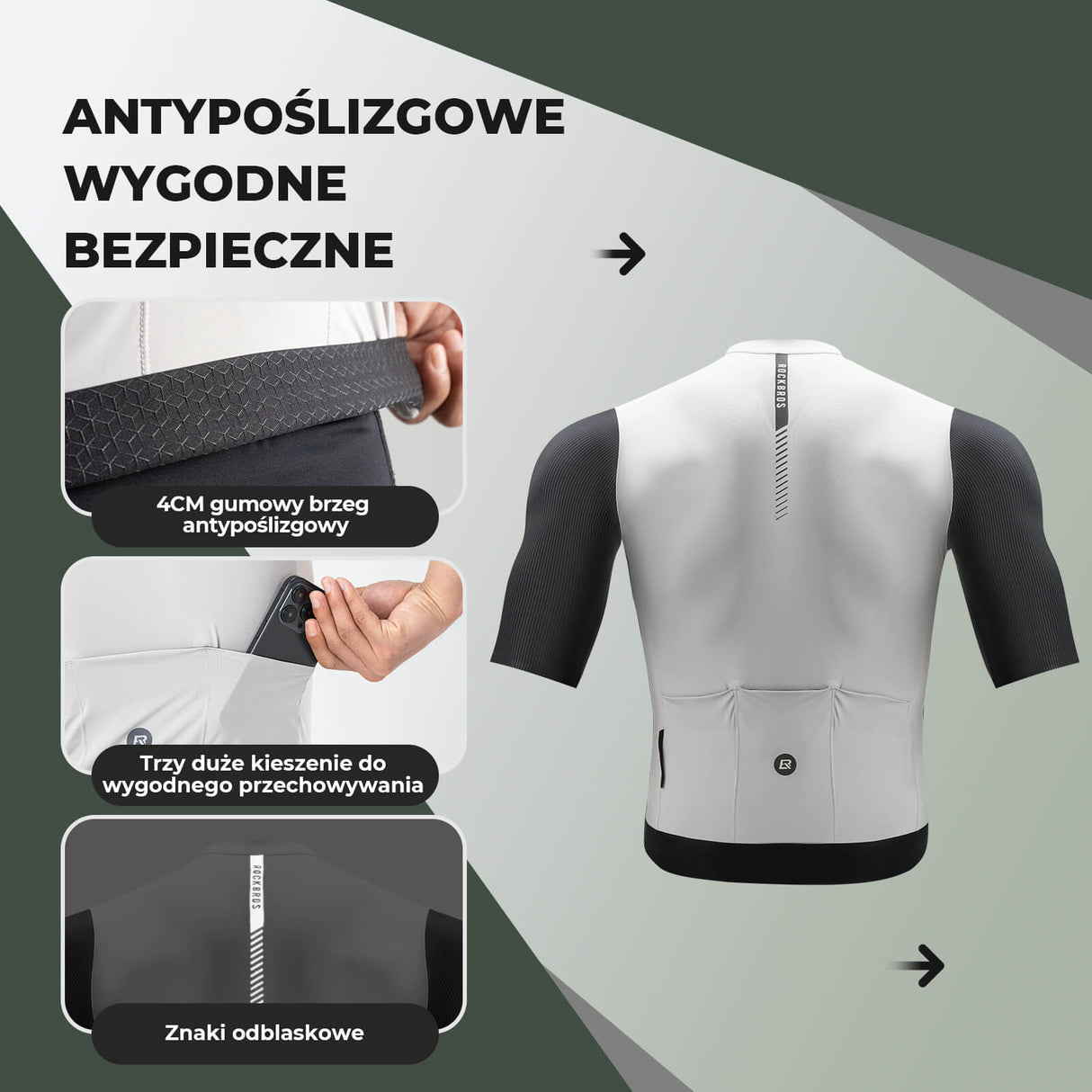 ROCKBROS Koszulki Rowerowa Lato Krótki Rękaw Szybkoschnąca Męska- YDDX002-1 Koszulki