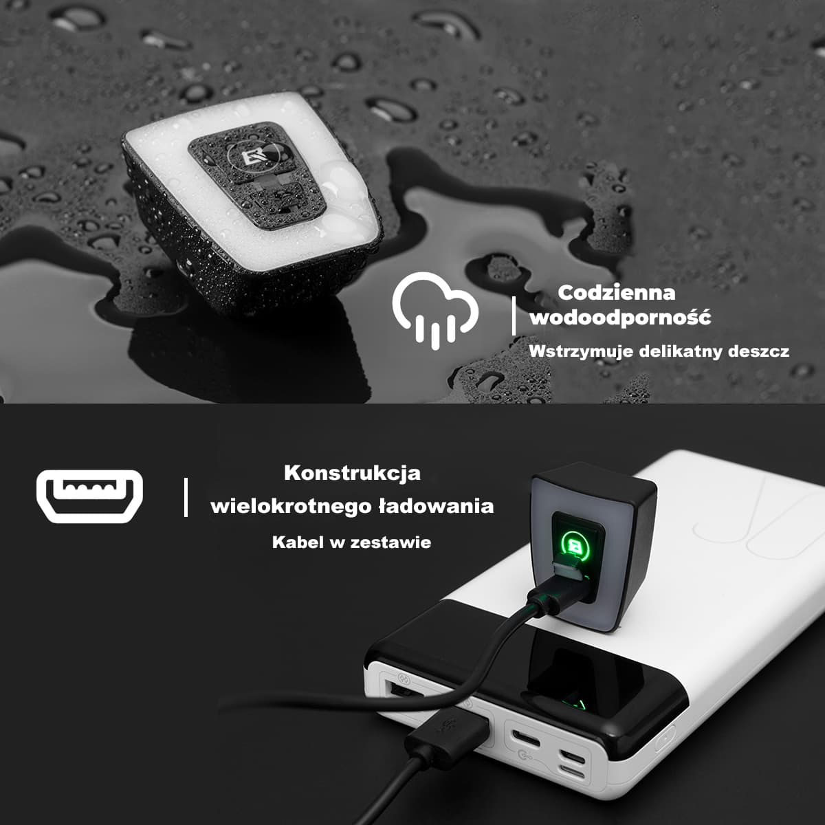 ROCKBROS Lampka na Kask Rowerowy i Tylna Lampka 2 w 1 Światła rowerowe