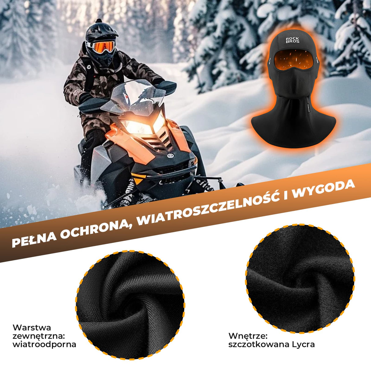 ROCKBROS Maska Kolarska Szosowa Porowatość Kominiarka Polarowa -YPP106 Kominiarki