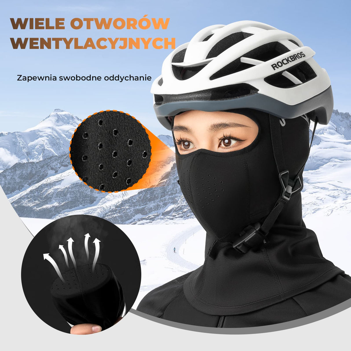 ROCKBROS Maska Kolarska Szosowa Porowatość Kominiarka Polarowa -YPP106 Kominiarki