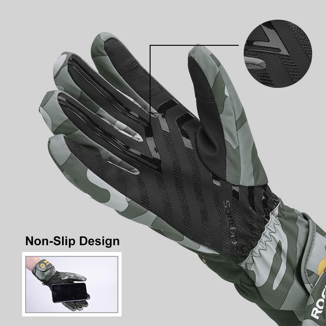 ROCKBROS ROCKBROS Rękawice Narciarskie Sporty Zimowe Narty Snowboard Rower Rękawice cyklowe Wodoodporne Bardzo Ciepłe Antypoślizgowe Rękawiczki dla Mężczyzn M Rękawiczki