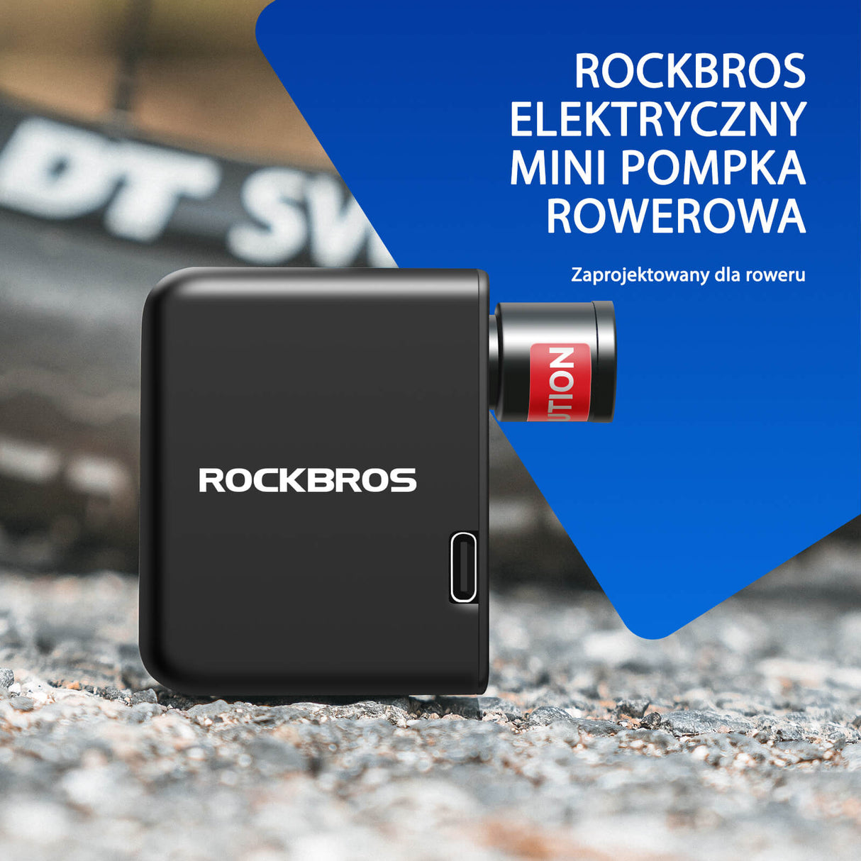 ROCKBROS Mini Elektryczne Pompki Rowerowa 100 PSI -AS1 Elektryczne pompki
