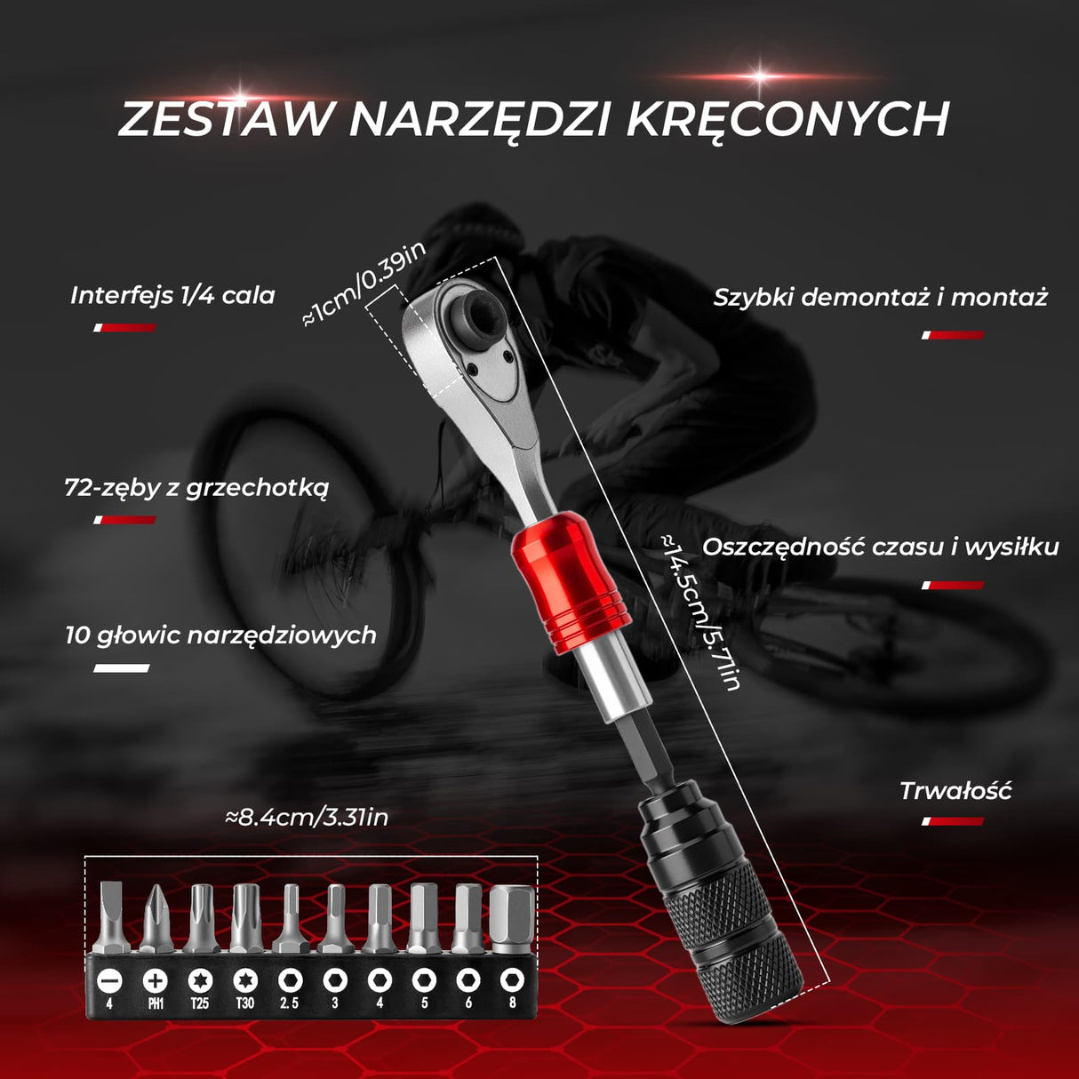 ROCKBROS Narzędzia do Naprawy Roweru Miniaturowy Klucz Grzechotkowy 10 w 1 Narzędzia do naprawy roweru