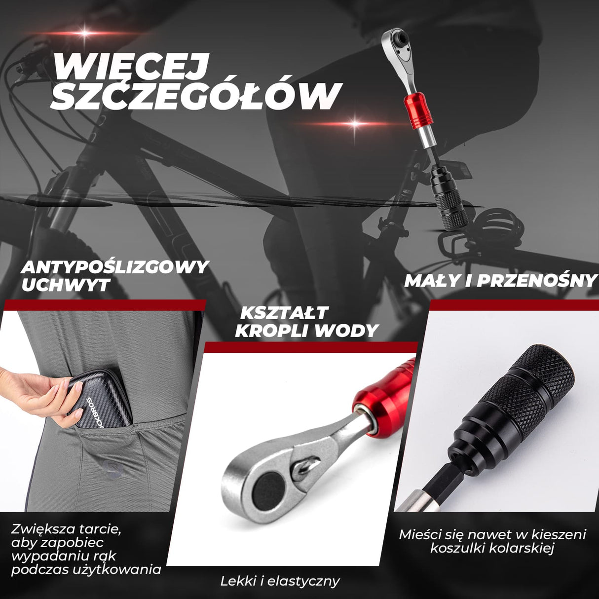 ROCKBROS Narzędzia do Naprawy Roweru Miniaturowy Klucz Grzechotkowy 10 w 1 Narzędzia do naprawy roweru