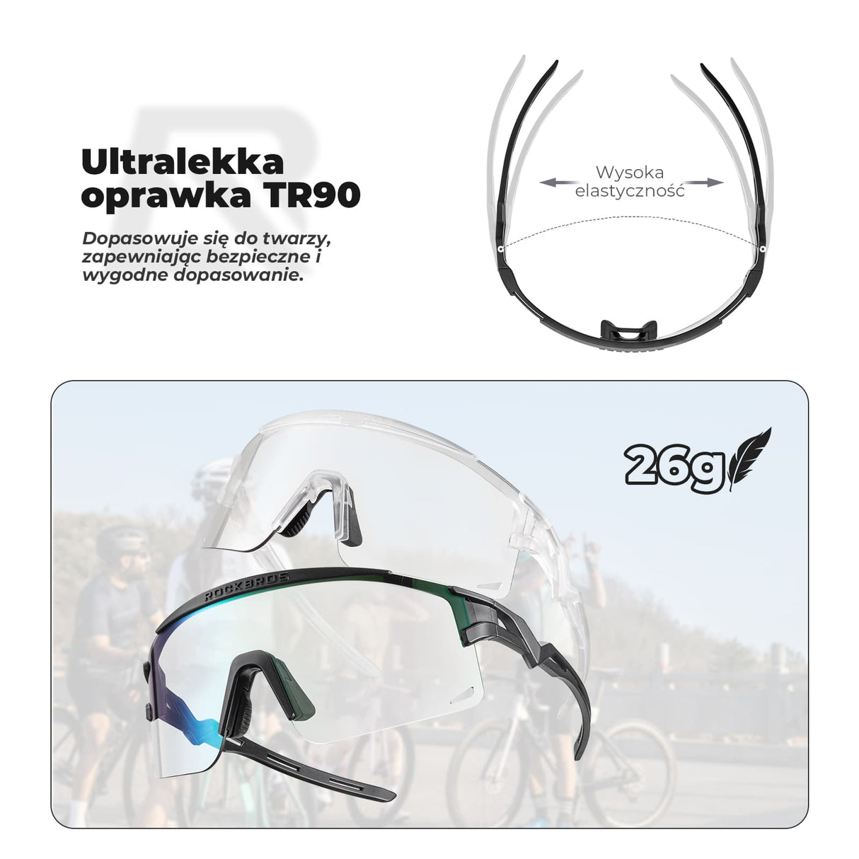 ROCKBROS Okulary Fotochromowe /Polaryzacyjne Jazda na Rowerze - SP337 Okulary i gogle