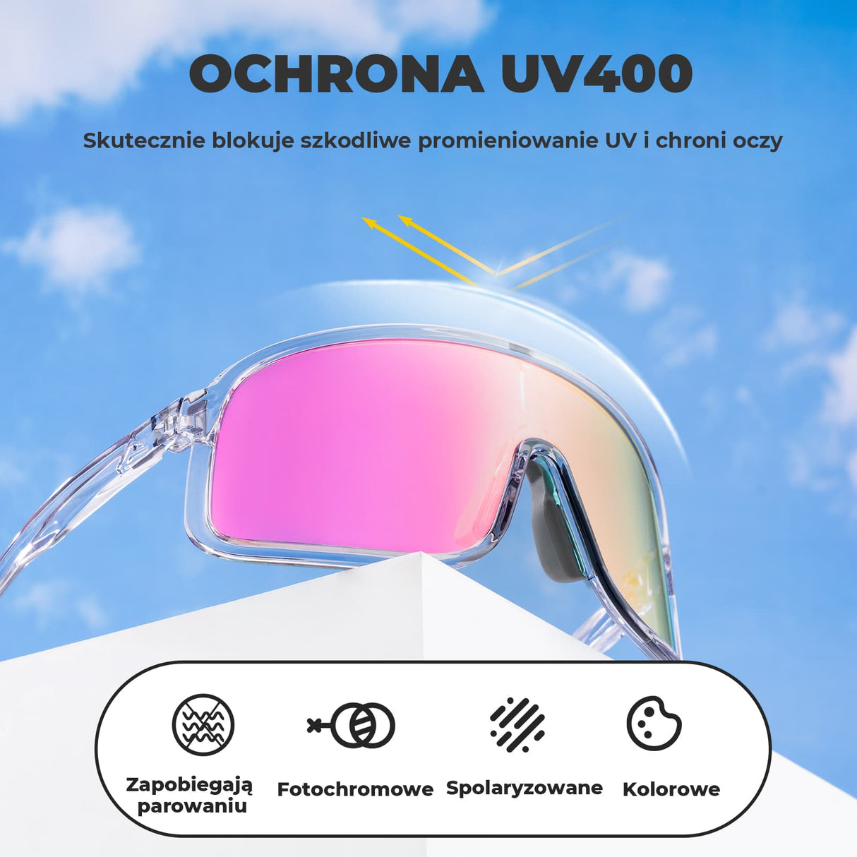 ROCKBROS Okulary Fotochromowe Rowerowe Przezroczyste Przeciwmgielne-SP350 Okulary i gogle