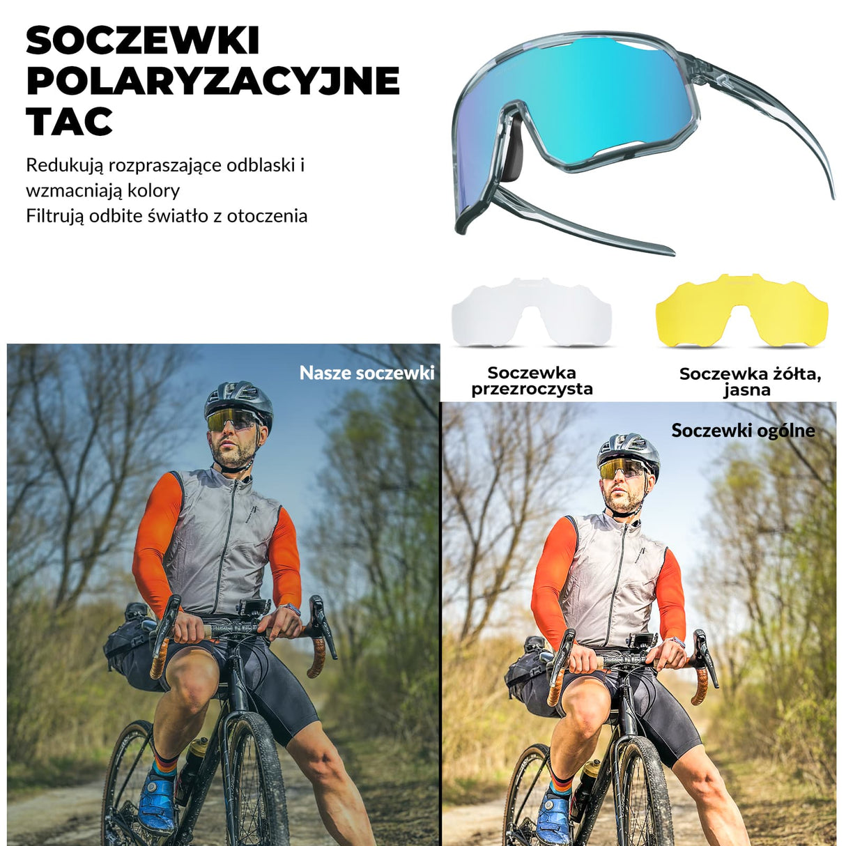 ROCKBROS Okulary Polaryzacyjne Ochroną UV400 i Wymiennymi Noskami-SP351 Okulary i gogle