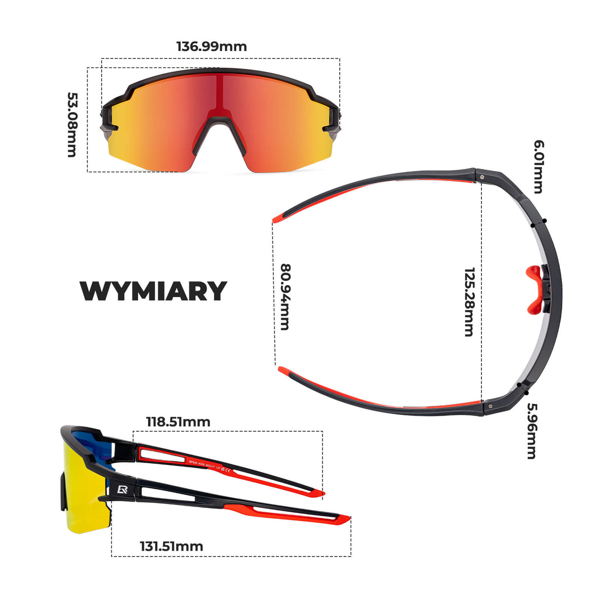 ROCKBROS Okulary Polaryzacyjne Rowerowe dla Dzieci z Polaryzacją UV400 Okulary i gogle