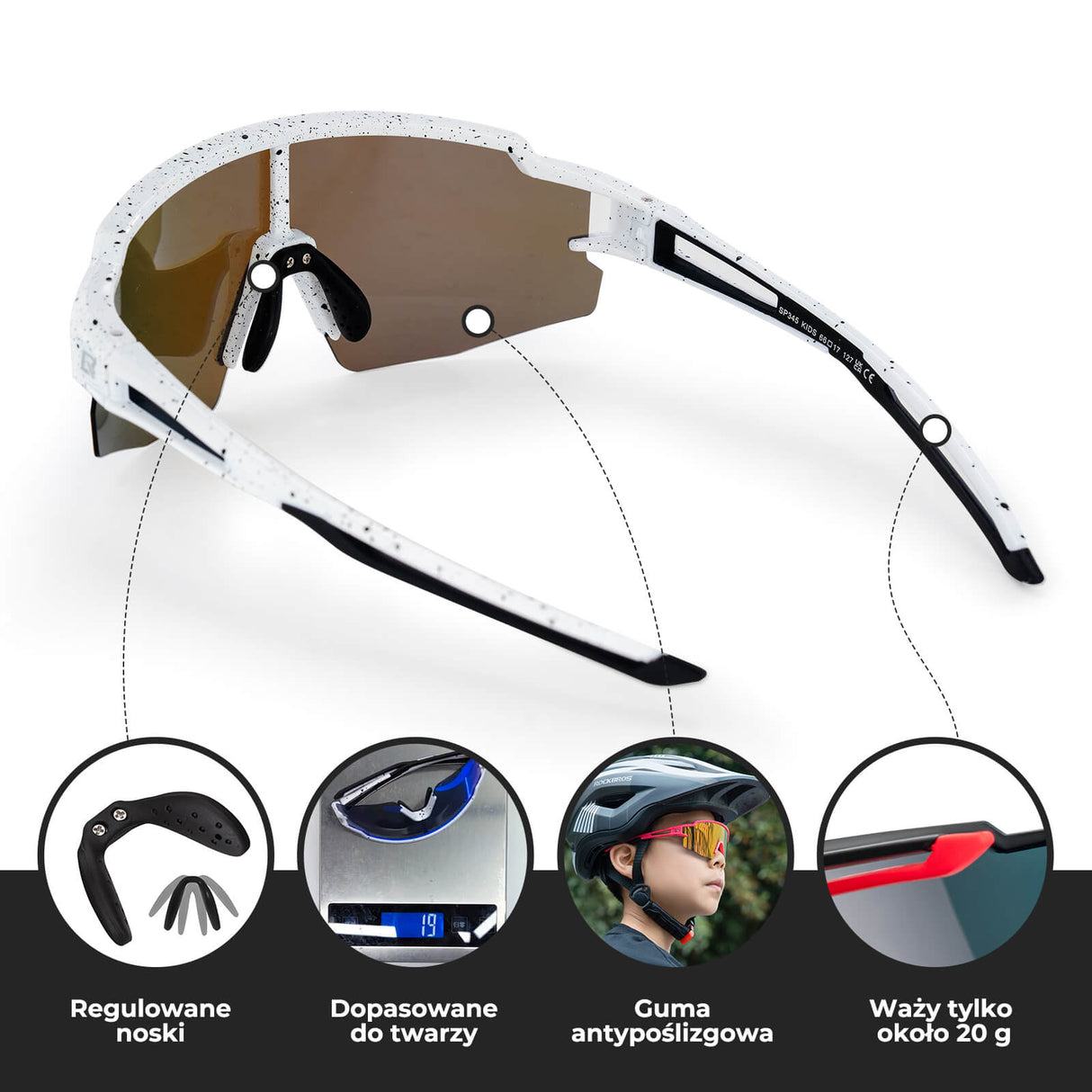 ROCKBROS Okulary Polaryzacyjne Rowerowe dla Dzieci z Polaryzacją UV400 Okulary i gogle