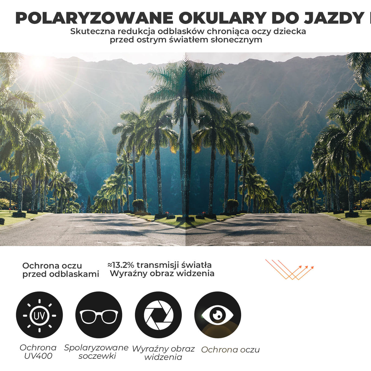 Okulary Polaryzacyjne Rowerowe dla Dzieci z Polaryzacją UV400