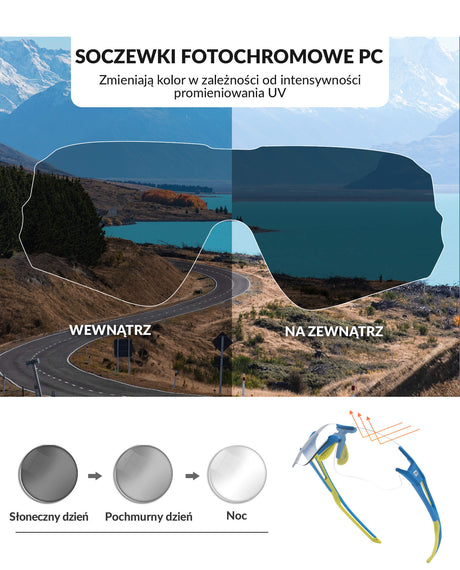 ROCKBROS Okulary Fotochromowe Bez Ramki -SP135 Okulary i gogle