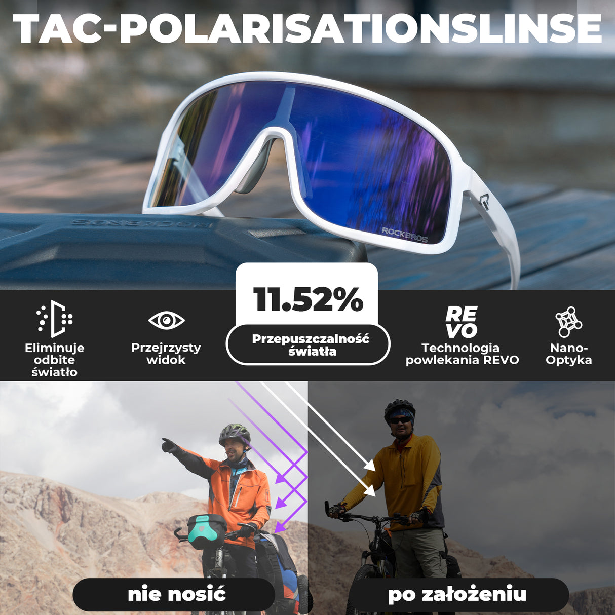 ROCKBROS Okulary polaryzacyjne Sportowe UV400 -SP350 Okulary i gogle
