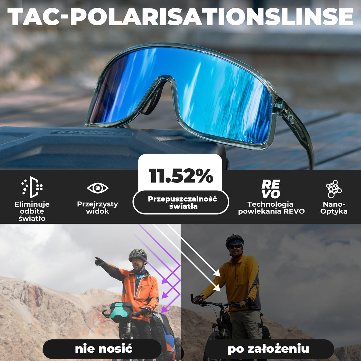 ROCKBROS Okulary polaryzacyjne Sportowe UV400 -SP350 Okulary i gogle